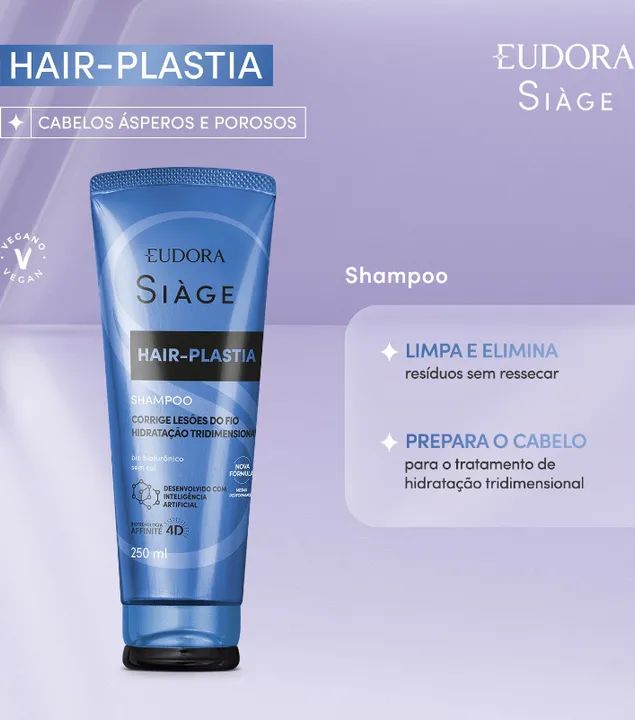 Kit Siàge Hair-Plastia Eudora - Shampoo, Condicionador e Máscara - Foto 5