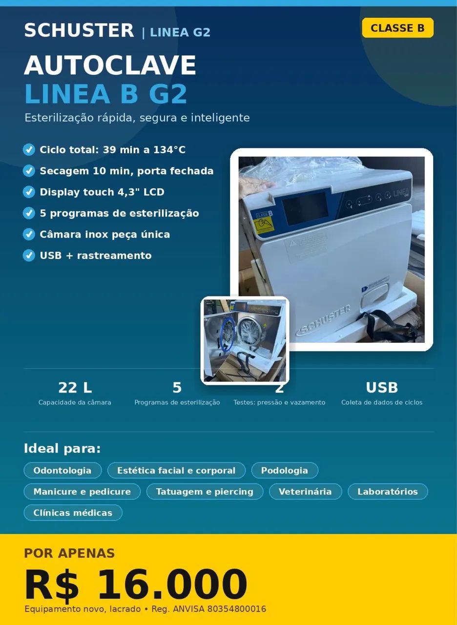 AUTOCLAVE LINEA B G2 - SCHUSTER - PERFEITO ESTADO - Foto 3