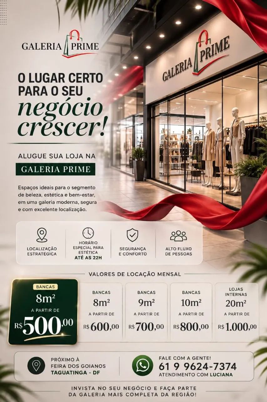Locação-Aluguel de lojas para moda, beleza e estética