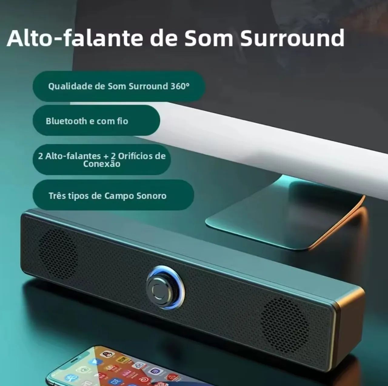 Caixa de som Bluetooth com Fio Soundbar Estéreo - Foto 3
