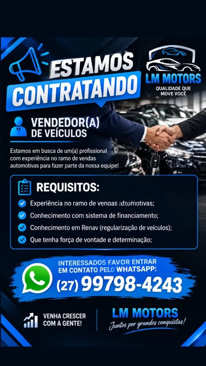 Procuramos vendedor de veículos 