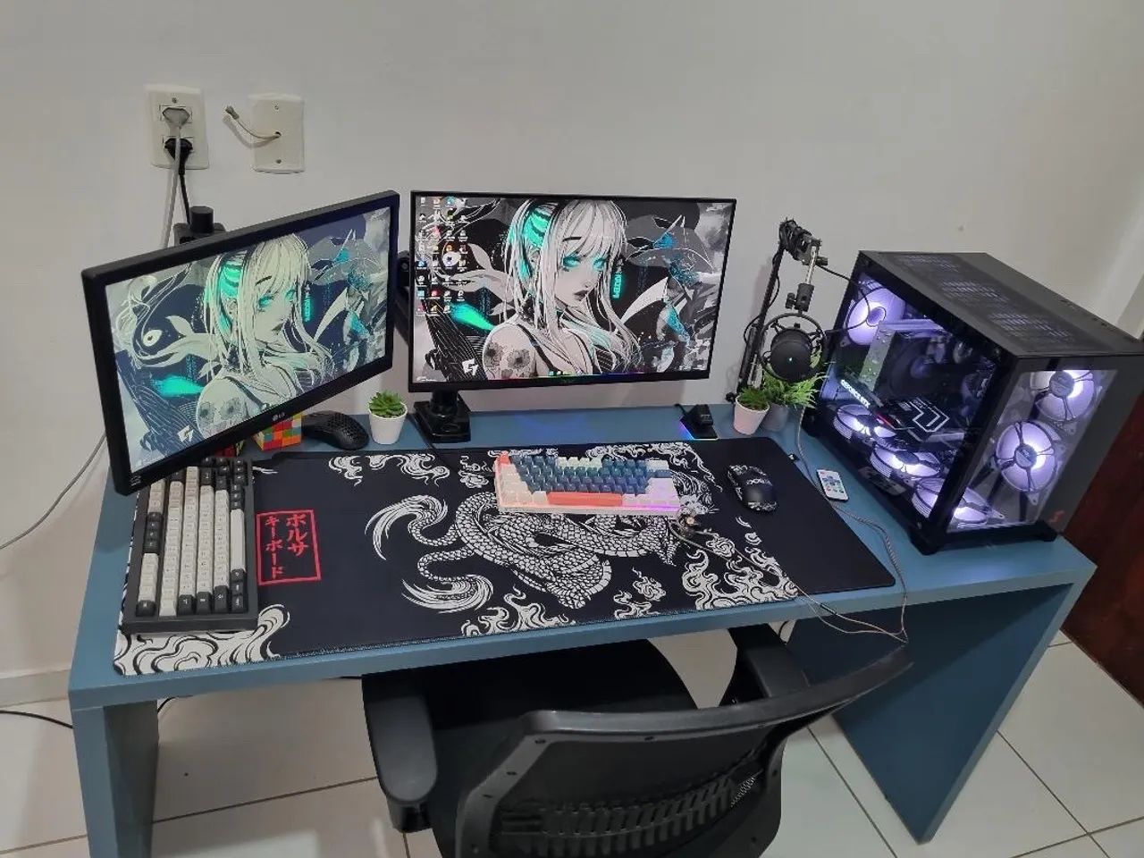 Mesa gamer azul 100% MDF - Foto 2