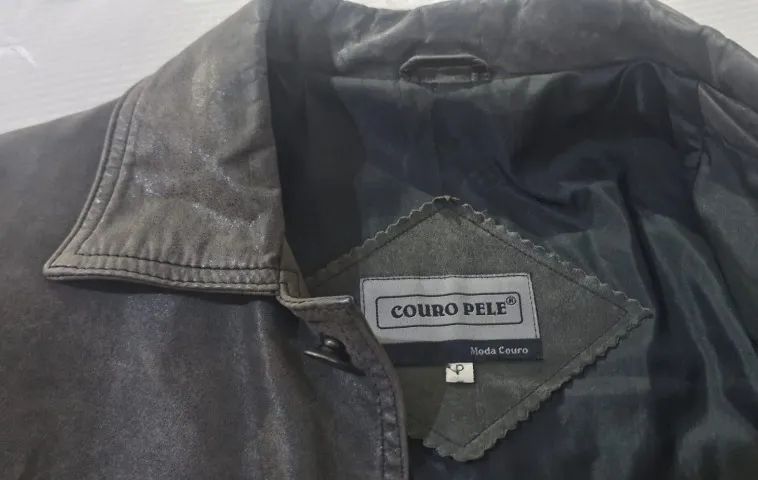 paleto e calça couro core verde caqui tipo jeans - Foto 3