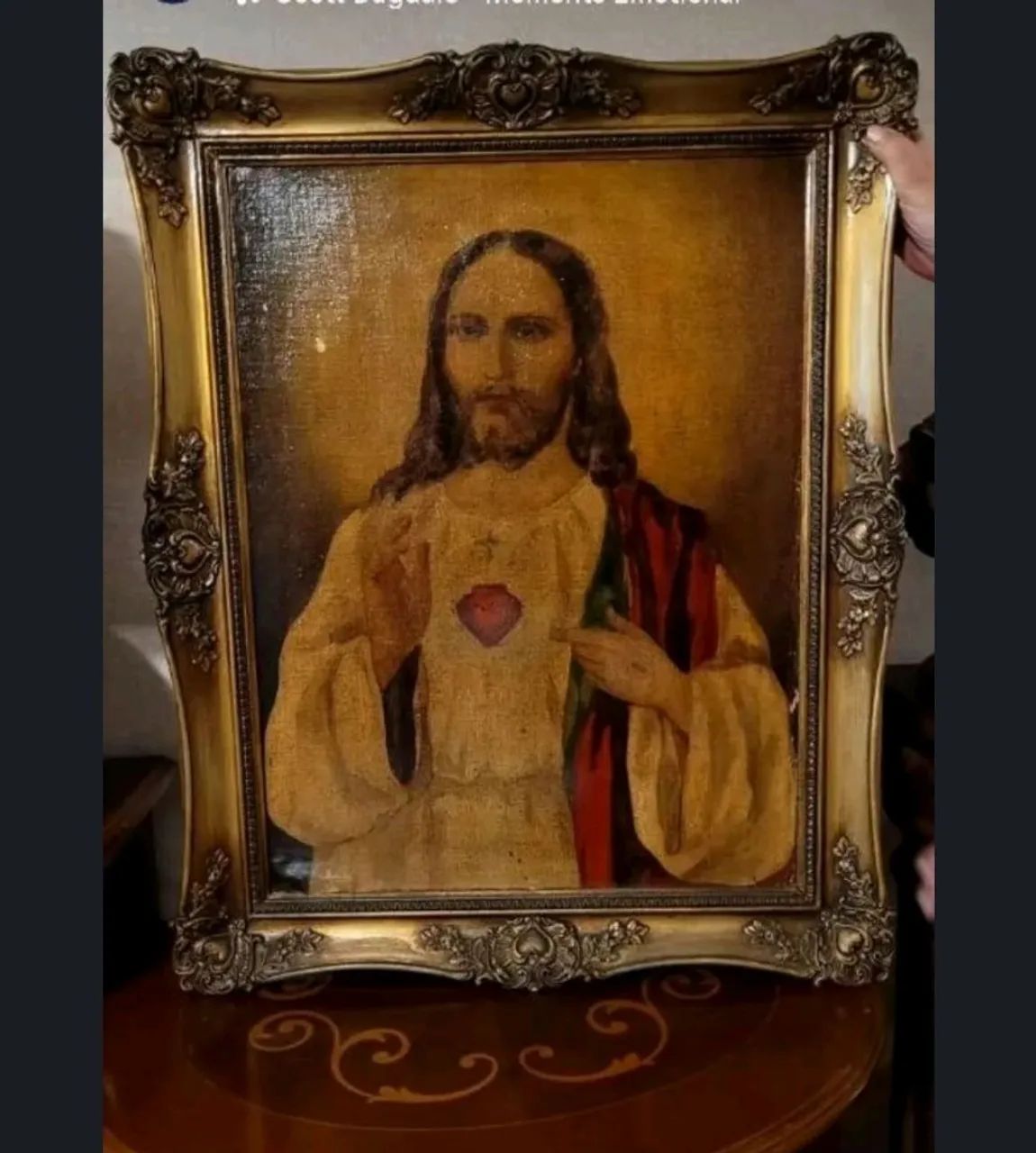 Antigo quadro do Sagrado Coração de Jesus  - Foto 2