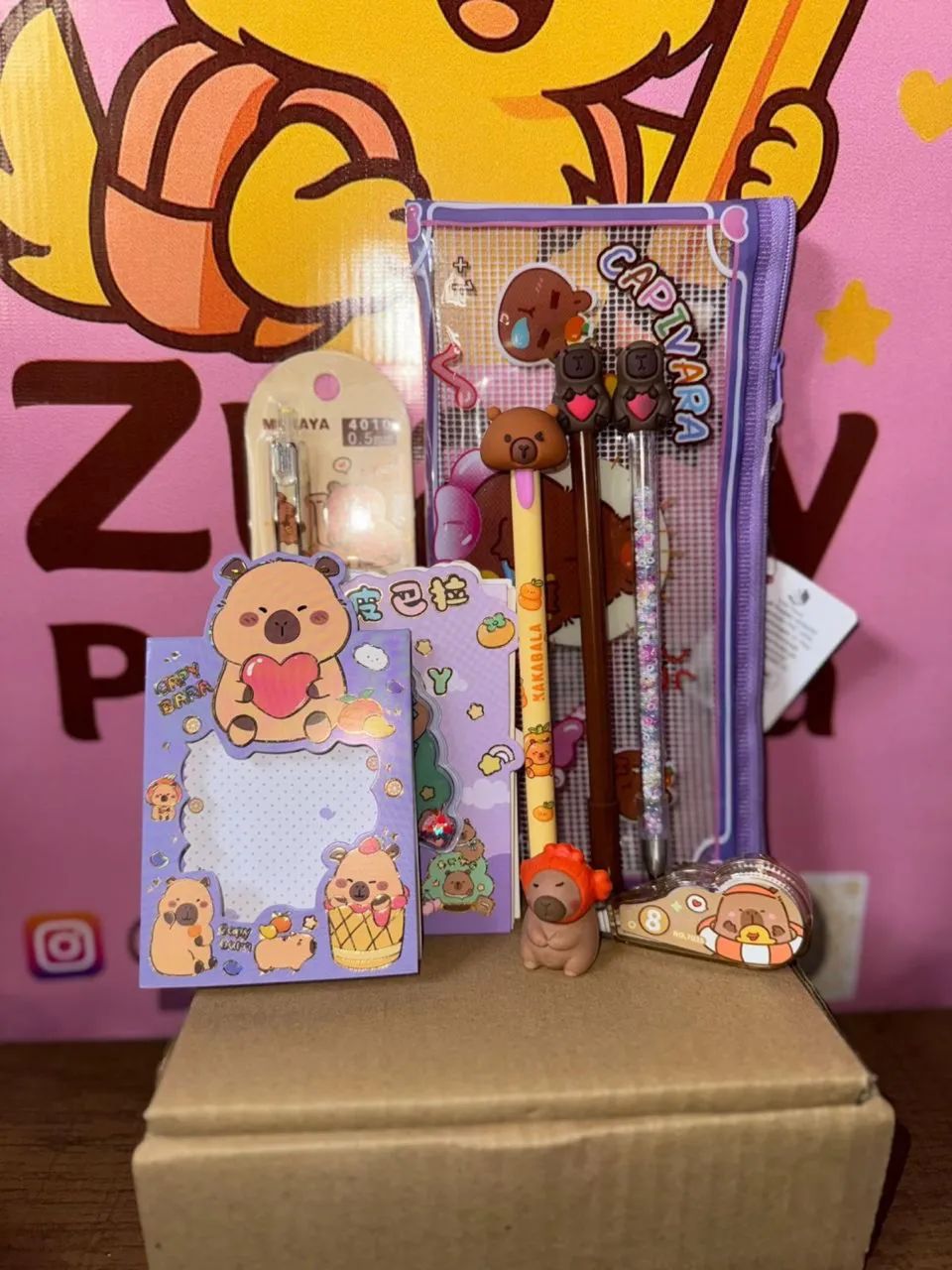 Kit escolar 2026-  fofo Capivara- PaperBag Capivara - 9 itens - Zuary Papelaria - Foto 4