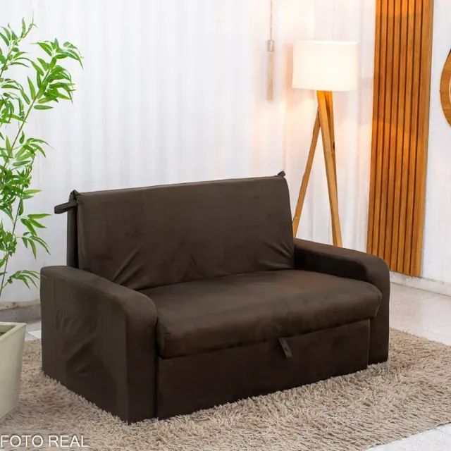 SOFÁ CAMA DAIANE 1,40M C/BAÚ. PRONTA ENTREGA. - Foto 4