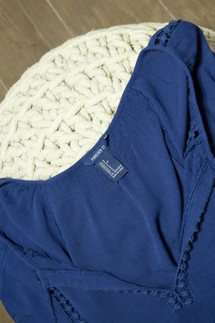 Bata forever 21 azul com renda - Foto 4