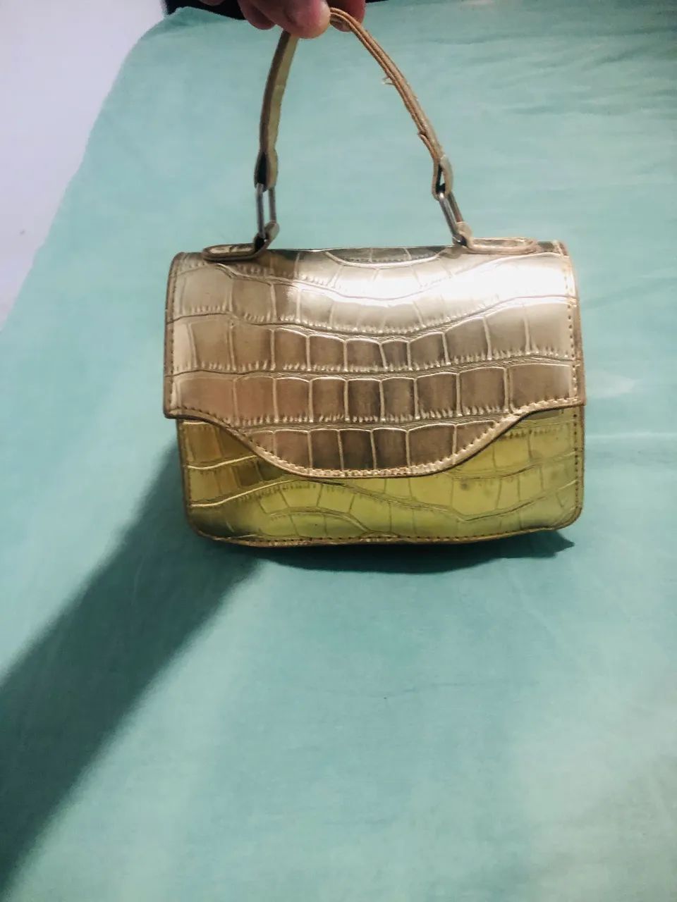 Bolsa croco dourada - Foto 3