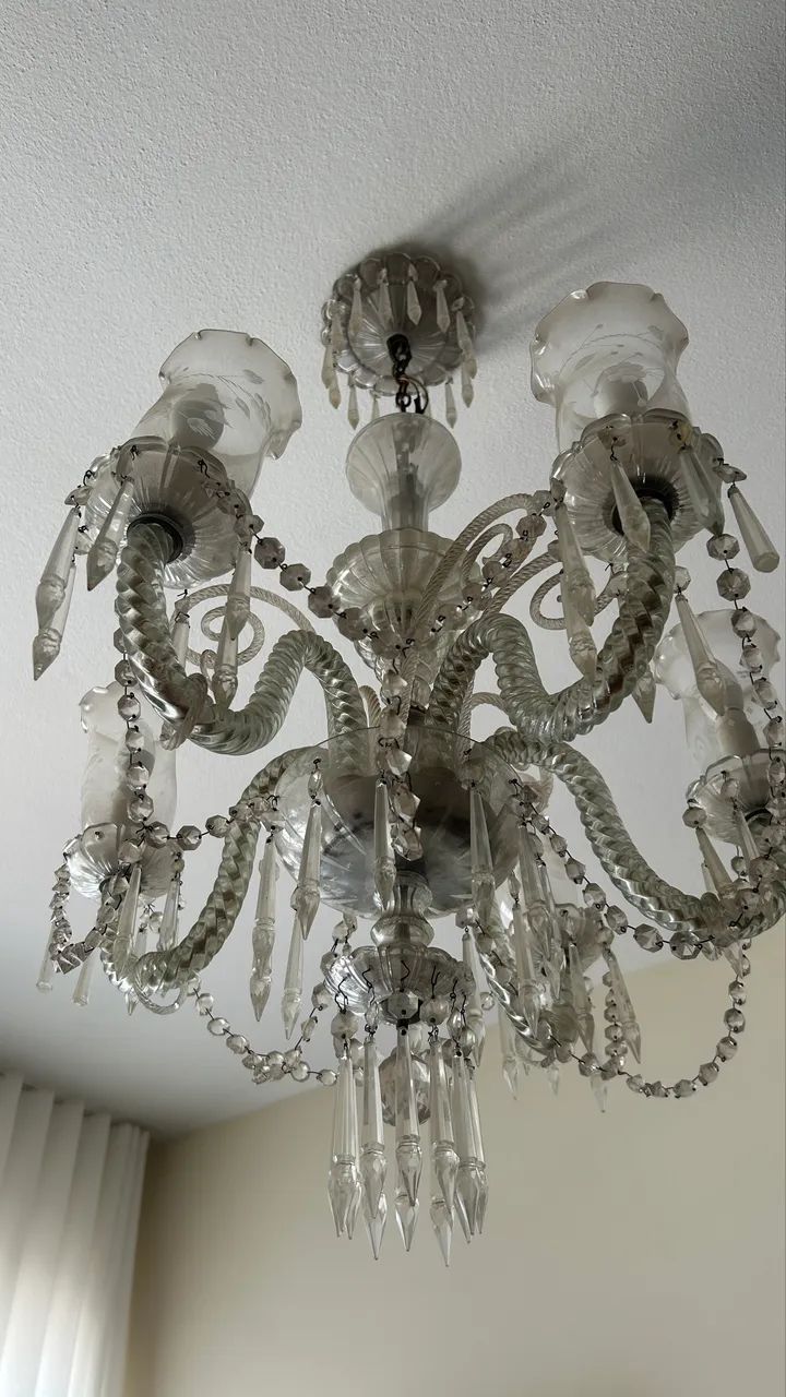 Lustre Clássico de Cristal e Vidro - 5 Braços | Elegância e Sofisticação - Foto 5