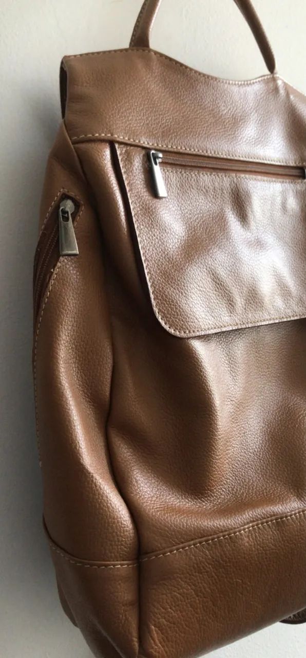 Mochila feminina, em couro puro, nova - Foto 3
