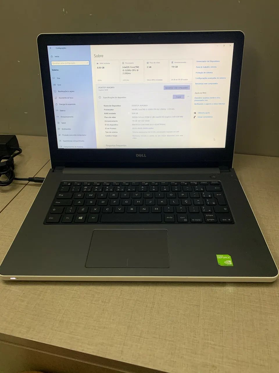 Notebook Dell inspiron 5458 - branco 