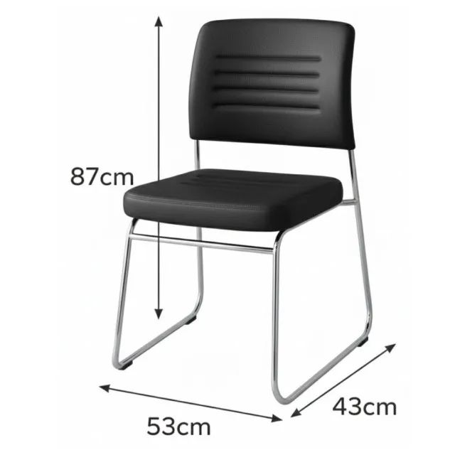Cadeira Recepção Preta Assento Estofado Design Moderno E Alta Durabilidade 48004 - Foto 4