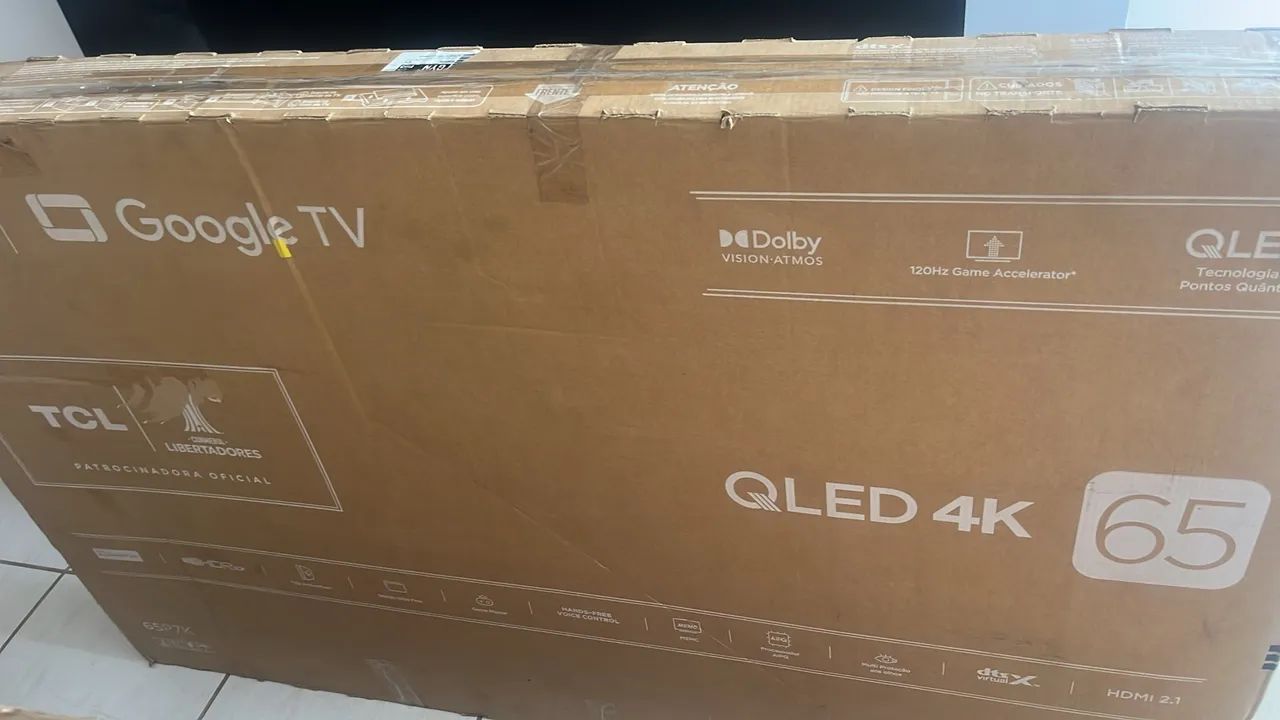 TV QLED  65 polegadas TCL 4k Bhuetooth Alexia nova plástico garantia