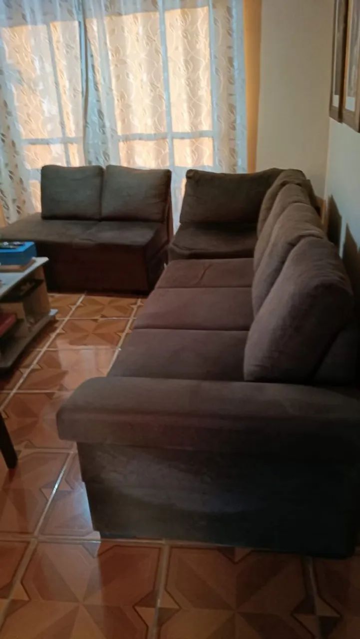 Sofá grande semi novo de canto, marrom  - Foto 2