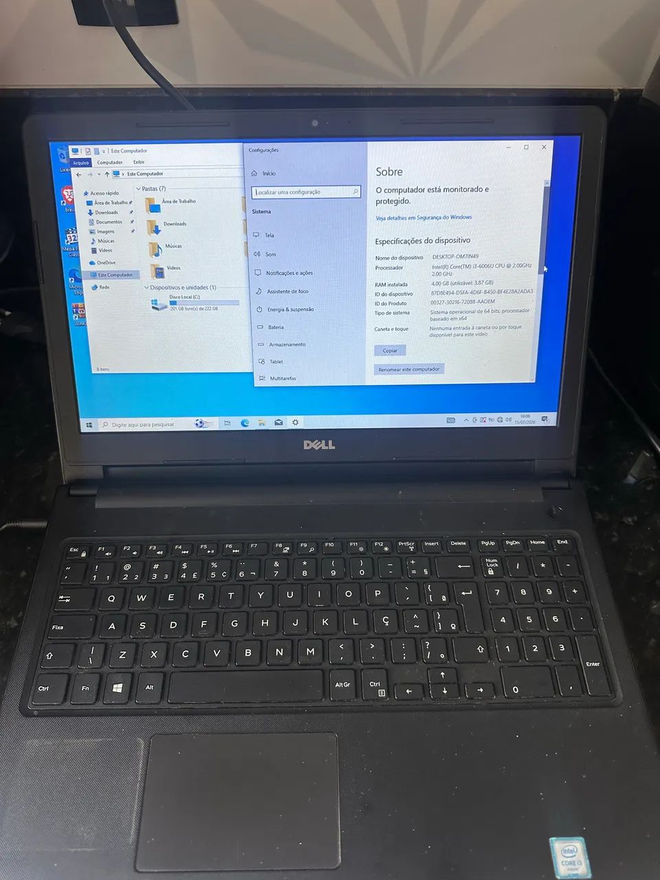 Notebook Dell Core i3 6ª Geração - SSD - tela 15.6 - Foto 4