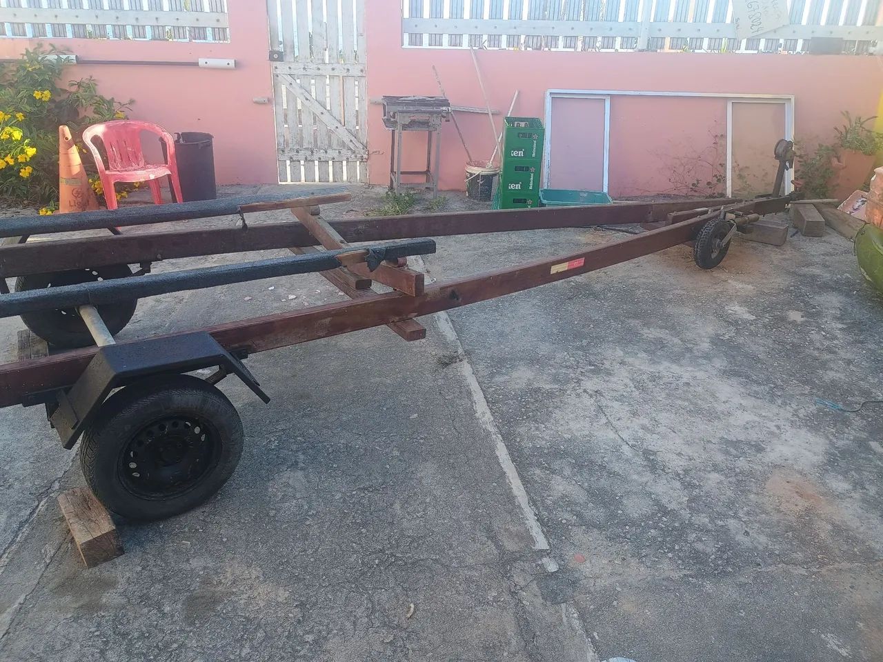 CARRETA DE MADEIRA para barco de até 7mt  - Foto 3