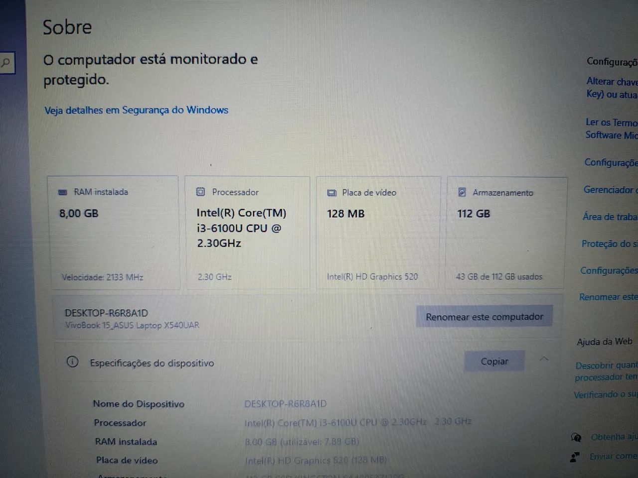 Notebook Asus 15pol i3 - 8gb - 120ssd - Foto 3