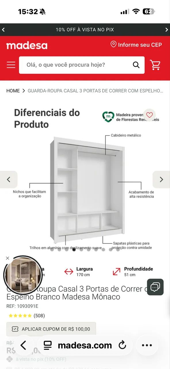 Guarda roupa casal  - Foto 5