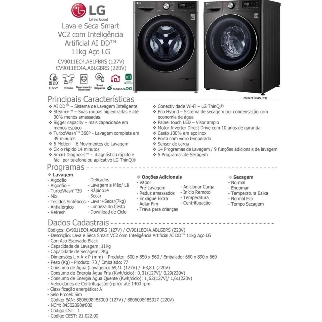 LG Lava e Seca 11kg - Com IA e wifi  - Foto 5