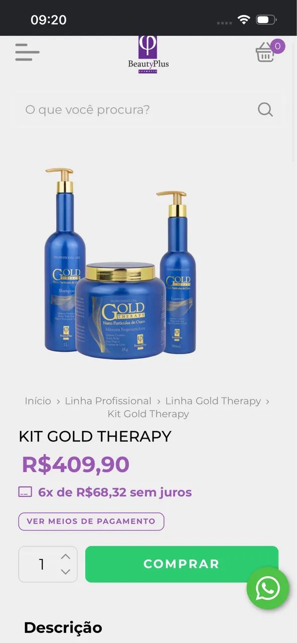 Kit cabelo gold therapy