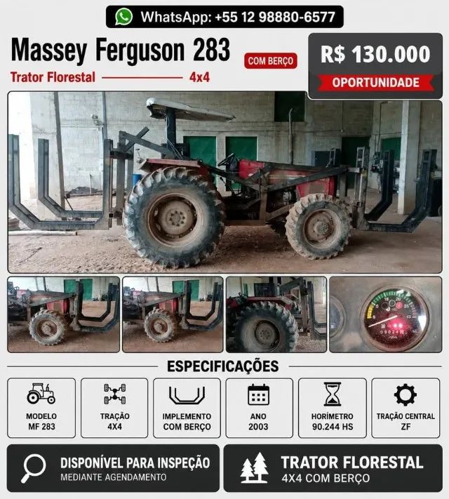 Trator Massey 283 Advanced 2003 com Berço