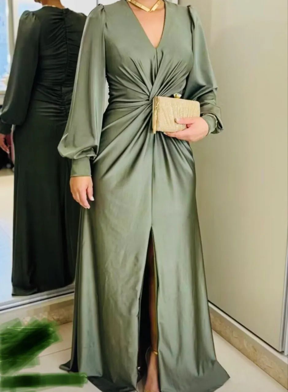 Vestido de festa Verde Oliva - Foto 4