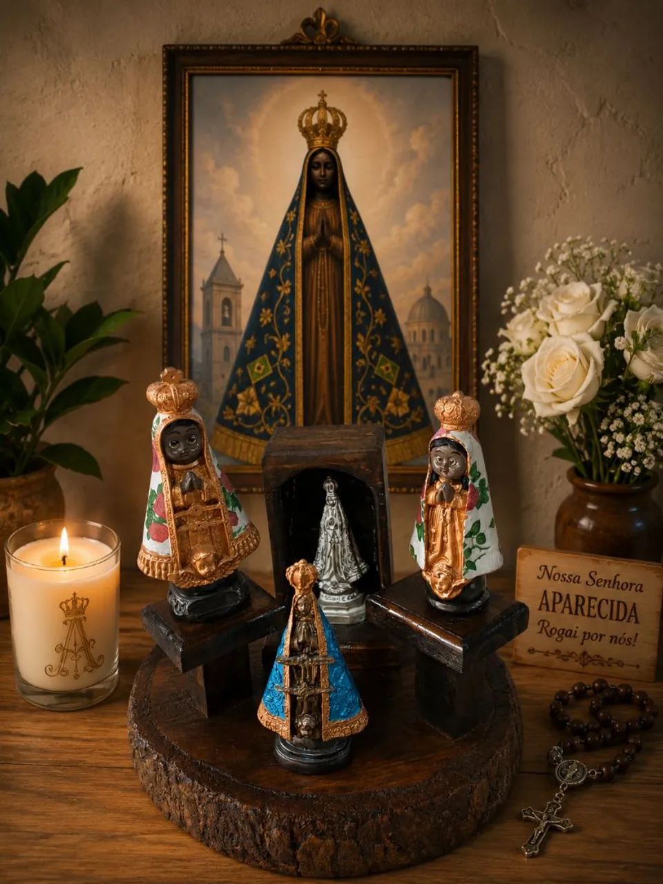 Altar de oração cristão de madeira rústico  - Foto 5
