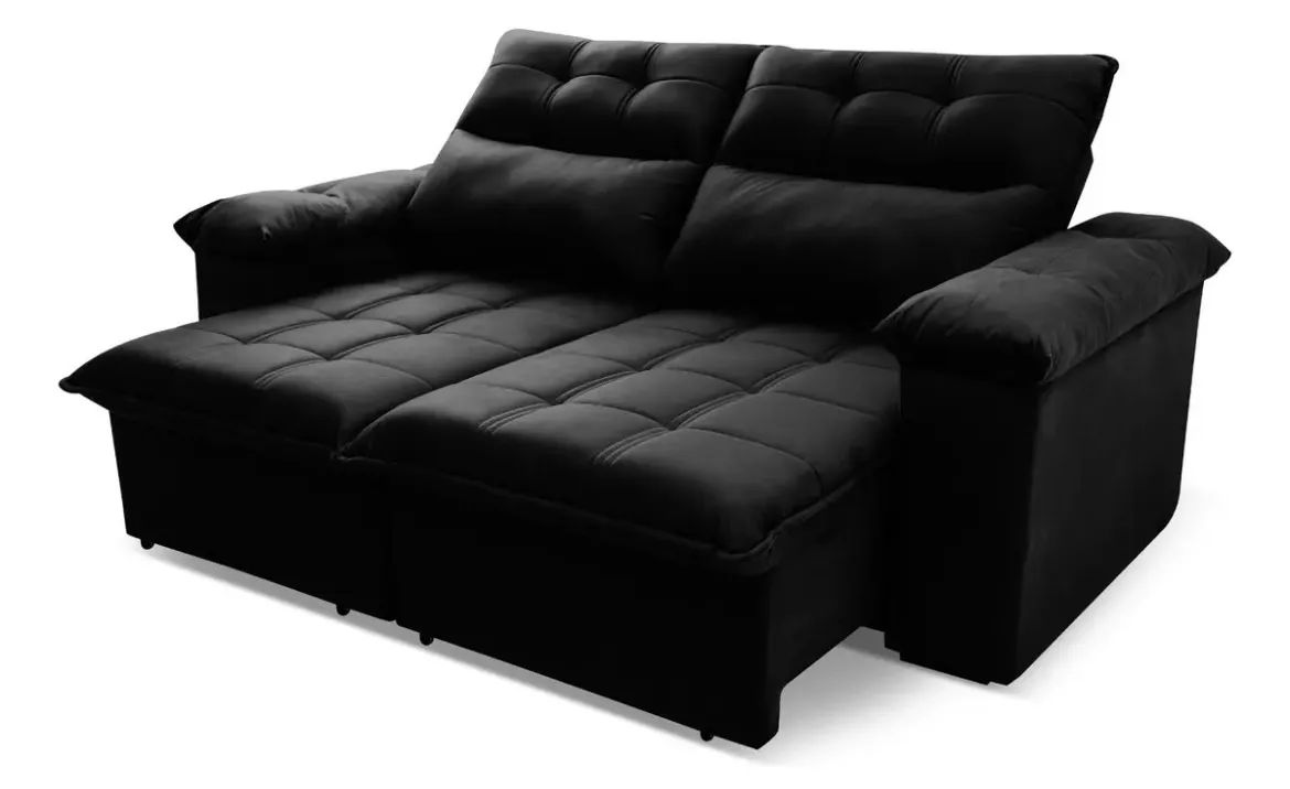 Sofá 1,80 super retrátil suede preto (tenho 2) - Foto 2