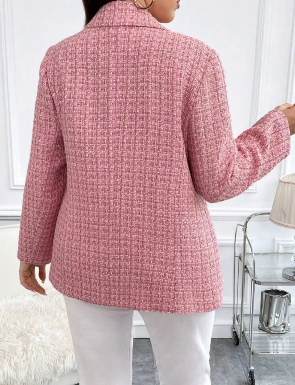 Jaqueta Tweed Rosa plus size - Foto 3