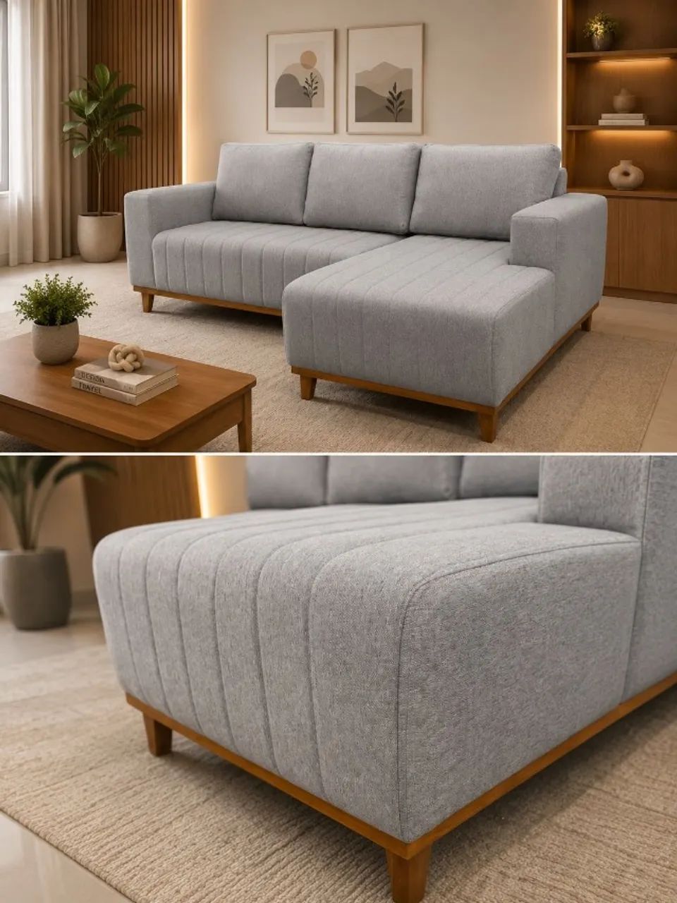 SOFÁ DE CANTO COM CHAISE FIXA (MOSTRUÁRIO)