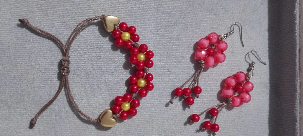 Conjunto acessórios Miçanga Boho Chic Flor Vermelha  - Foto 4