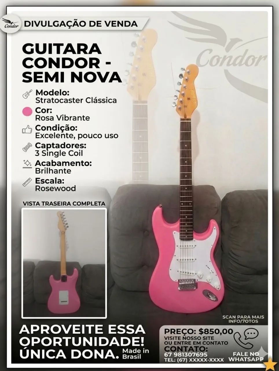 Guitarra Condor Semi Nova 
