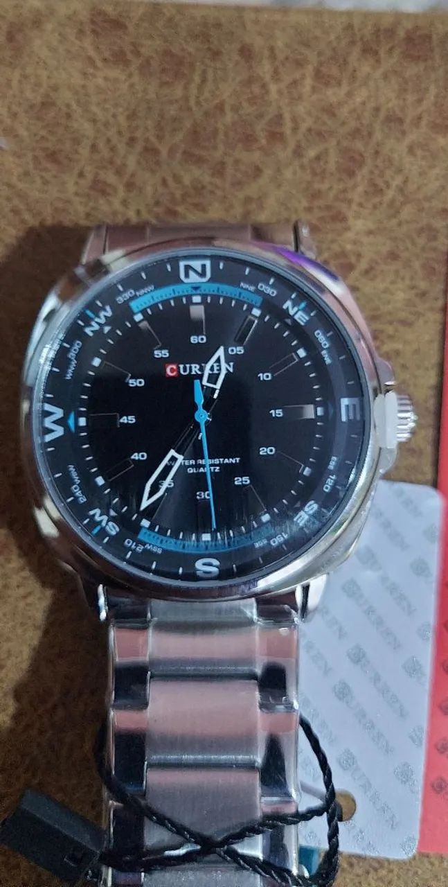 Relógio Esportivo Curren M 8455 Masculino Aço lnox Fundo Preto - Foto 5
