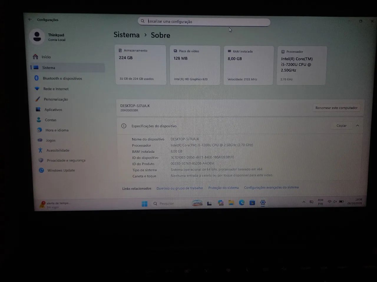Notebook Lenovo Thinkpad E470 i5-7th SSD 256GB 8GB de RAM - Foto 4