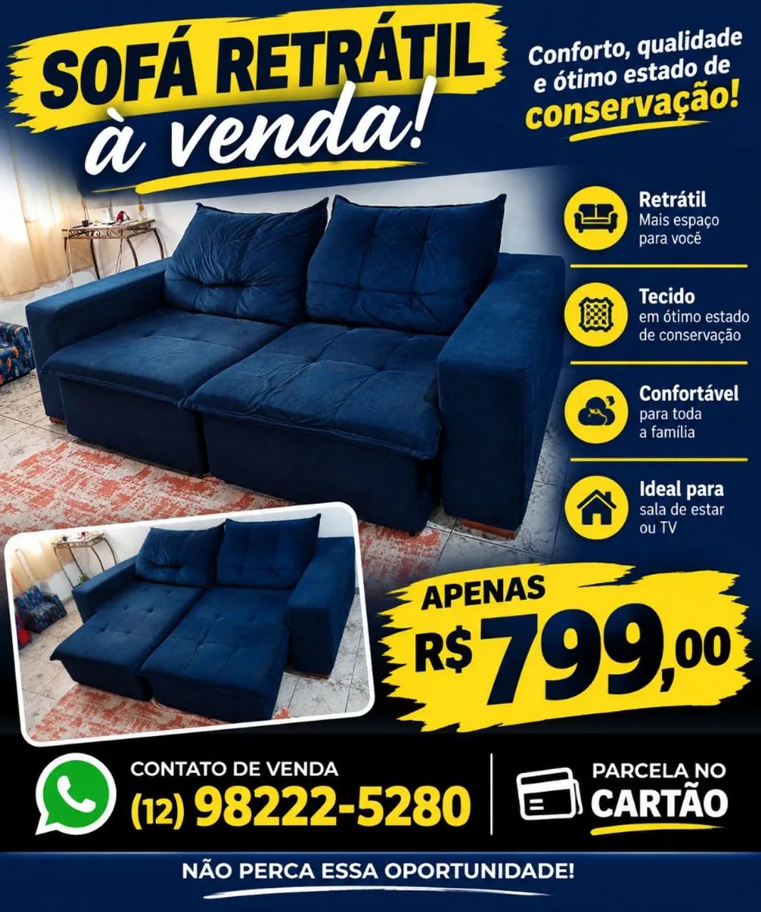 Sofá retrátil comprado na Mobly
