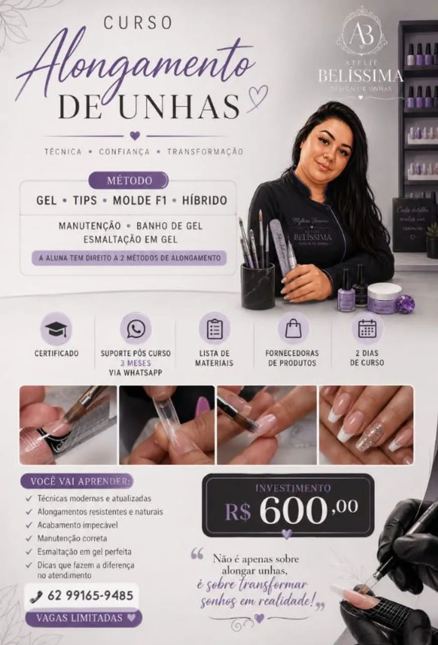Curso de alongamentos de unhas
