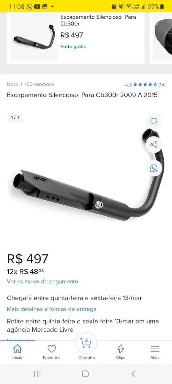 Escape esportivo ronco silencioso cb300r 