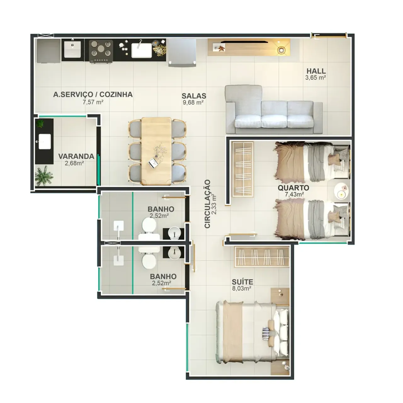 PLANTA 52m²