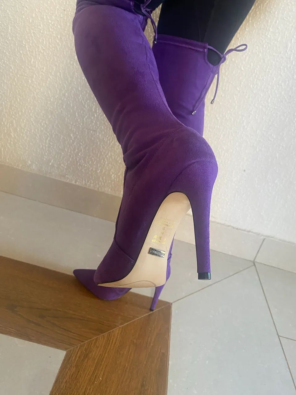 Bota cano longo - n?35 - CECCONELLO - roxa - Foto 4