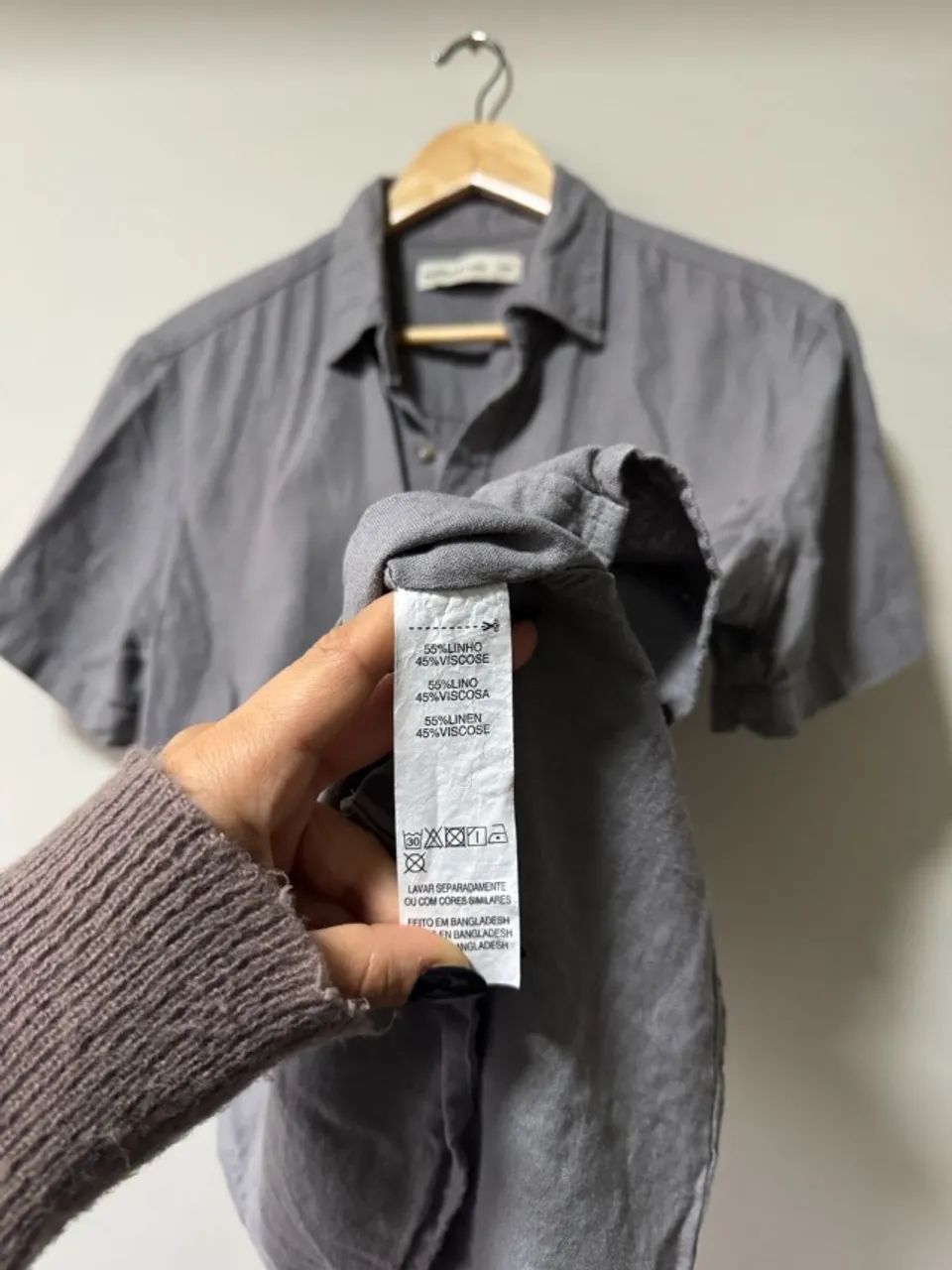 Camisa de linho Hering Cinza - Tamanho P - Foto 3