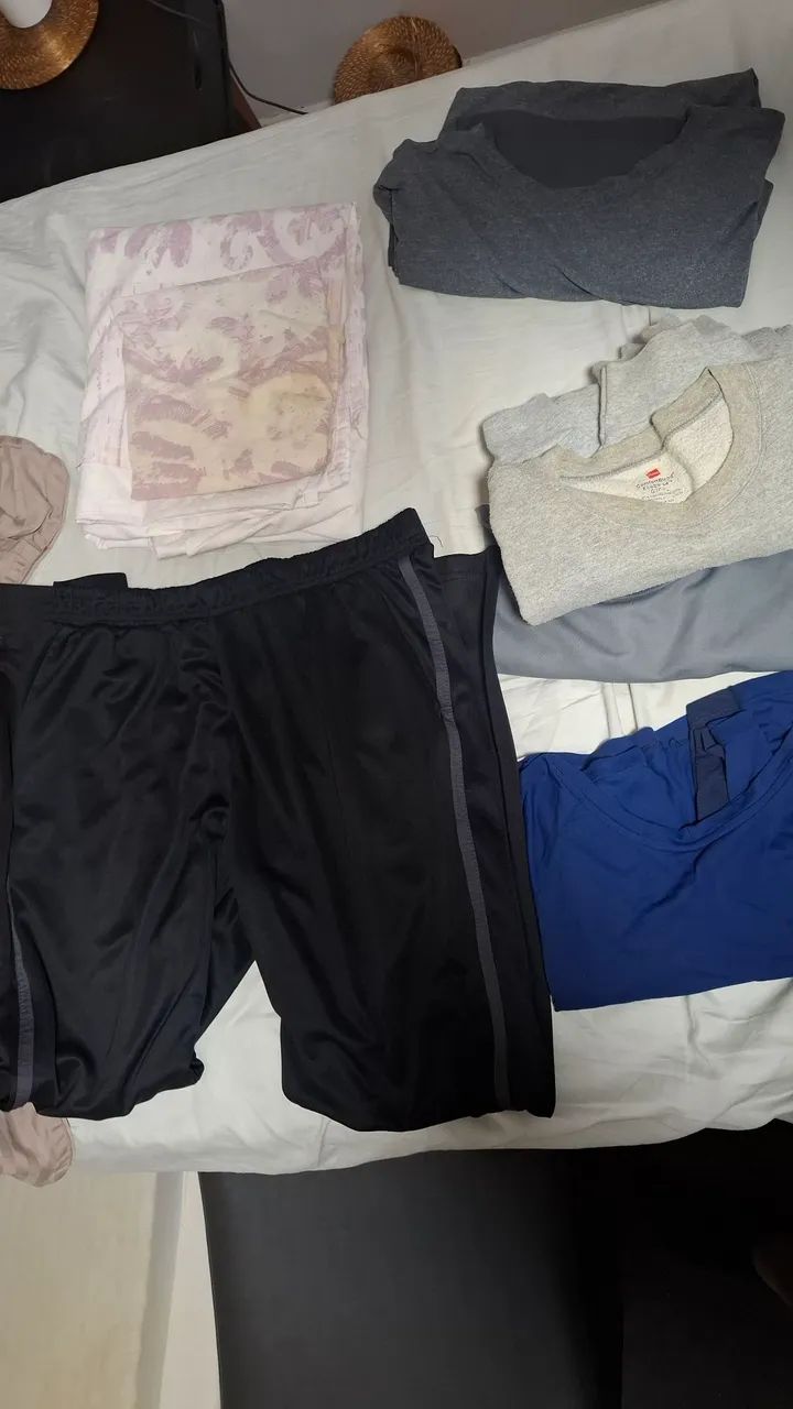 Pacote lencol solteiro + camisetas ginastica + calça de treino