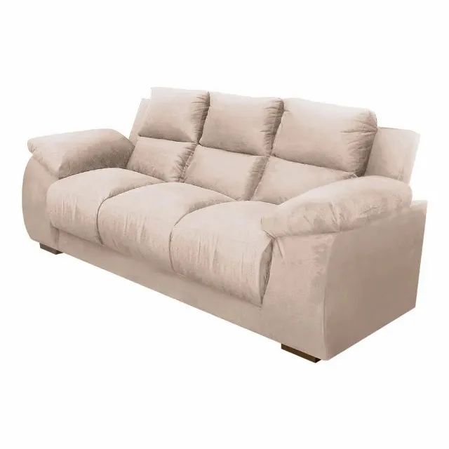 Sofa Luna Estofar 3 Lugares Tevido Veludo - Praia Moveis 