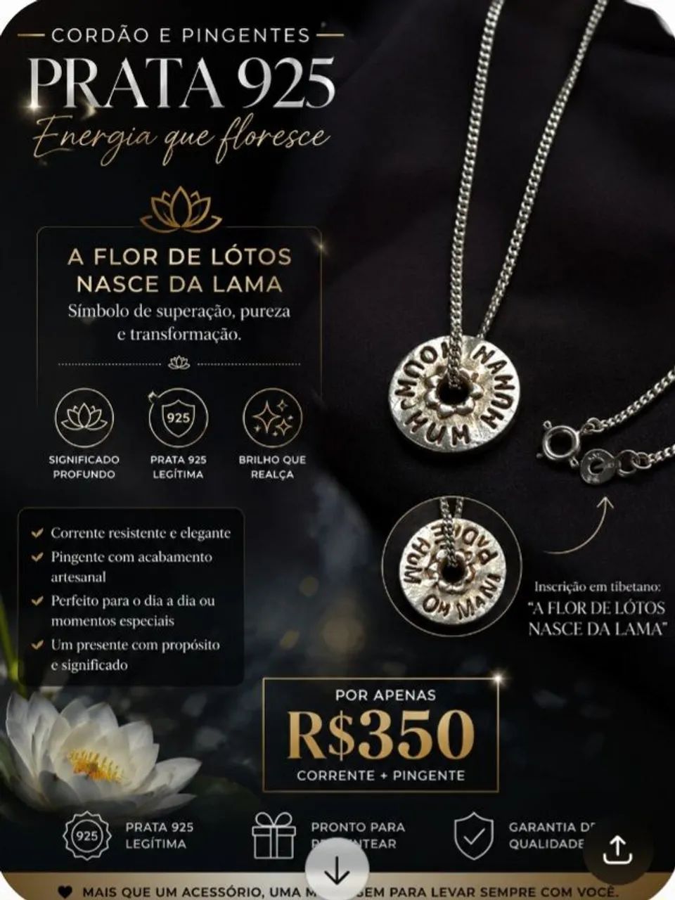 Corrente com pingente em prata 925