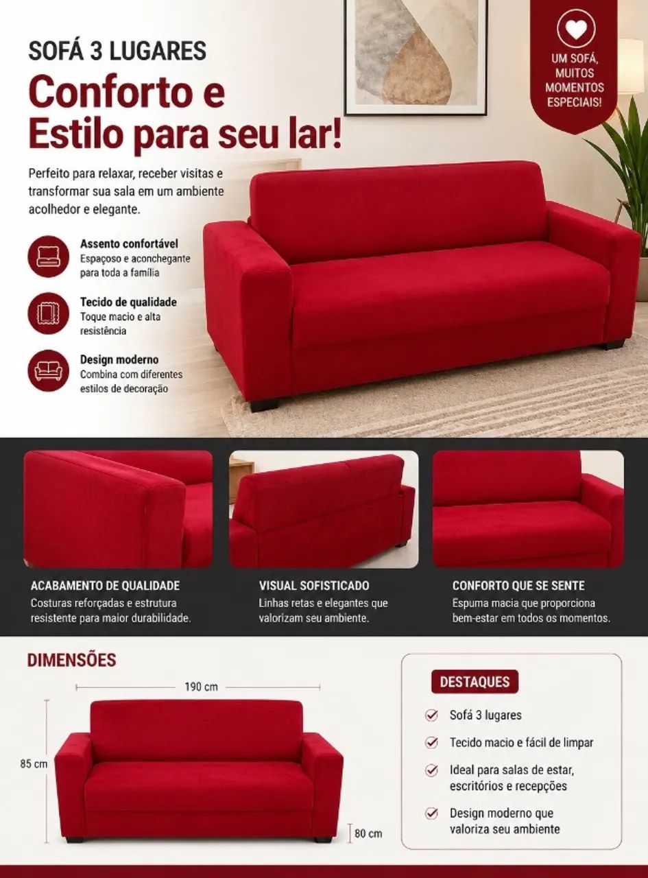 Sofá 3 lugares - Foto 4