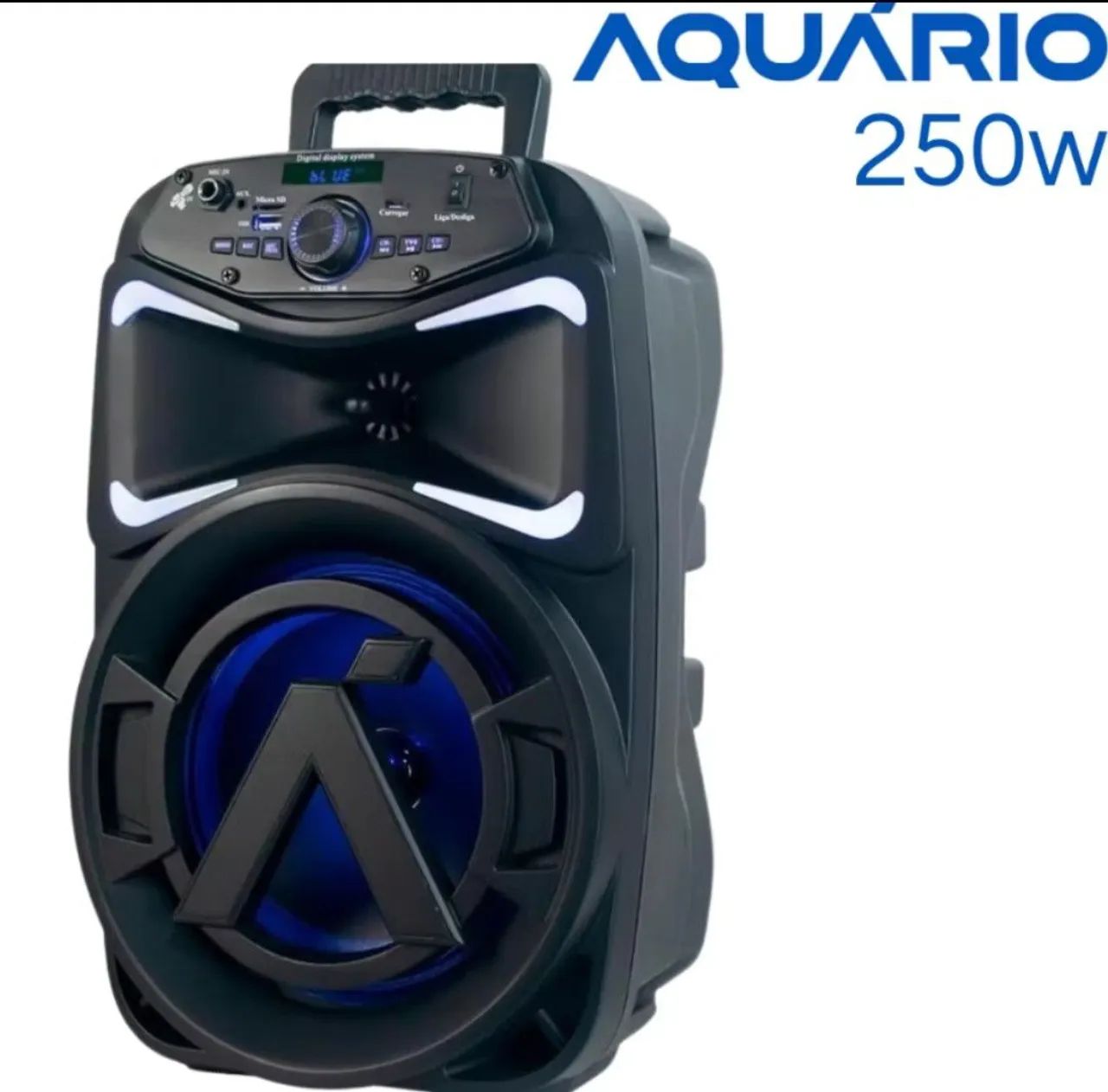 Caixa de Som Portátil Hype 250w Bluetooth Aquário HP250 Woofer 8 Bivolt com Alça