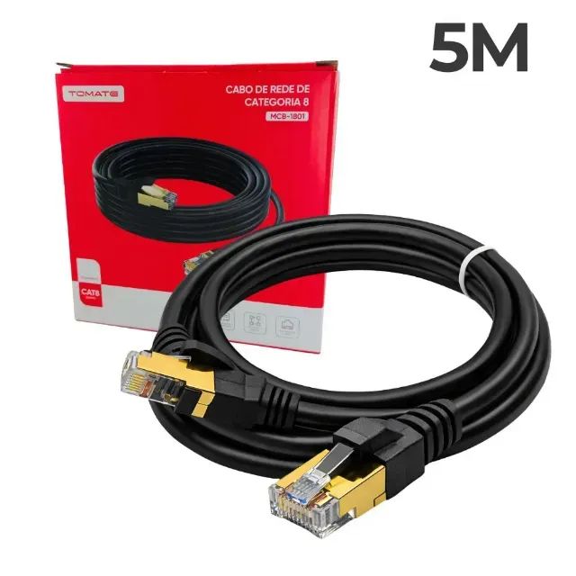 Cabo de Rede CAT8 5 Metros Blindado Tomate MCB-1805