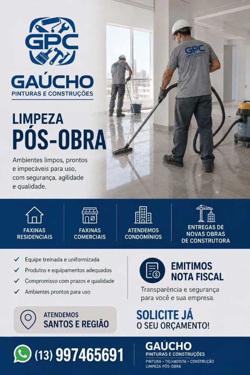SERVIÇOS DE LIMPEZA | GAÚCHO PINTURAS E CONSTRUÇÃO - Foto 3