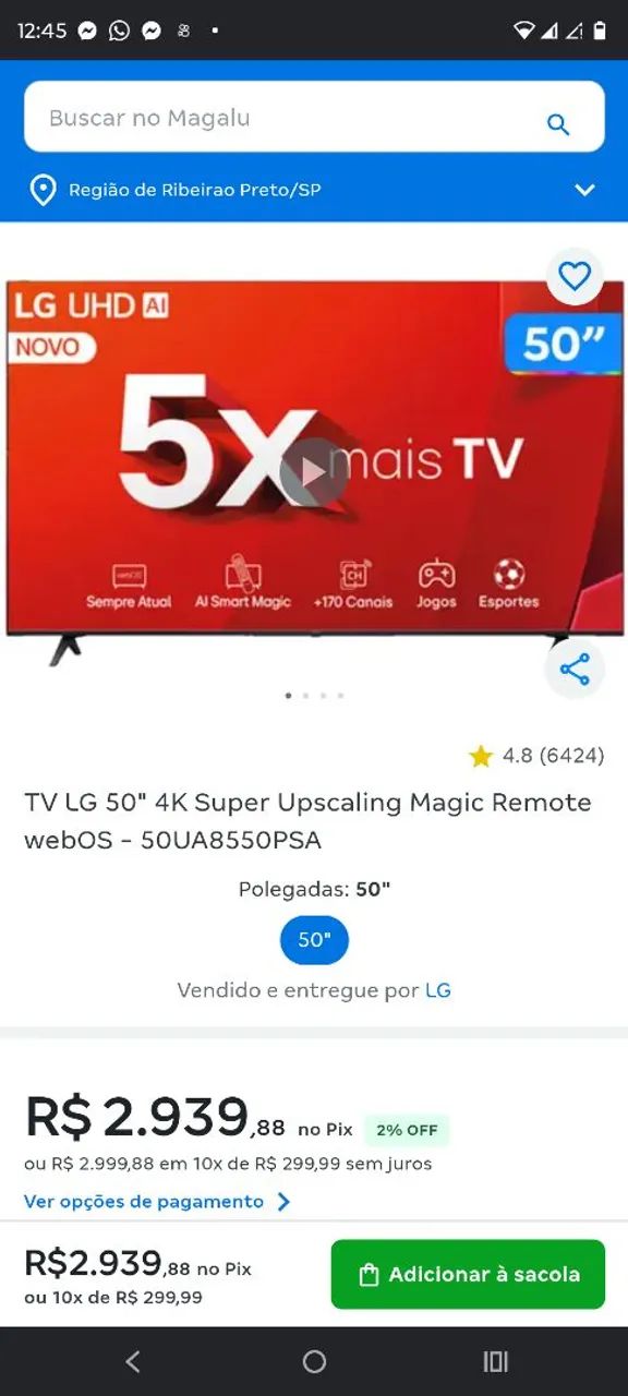 SMART TV LG LANÇAMENTO ZÉRA LACRADA 50 POLEGADAS 4K COKTROLE MAGIC ALEXIA - Foto 2