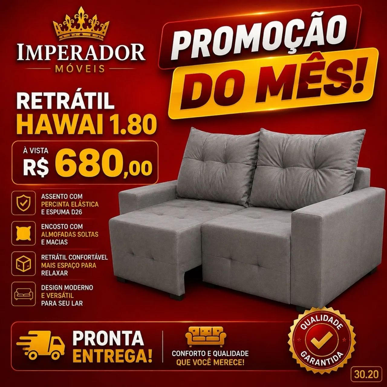 Sofá Retratil Hawai - DIRETO DA FABRICA?