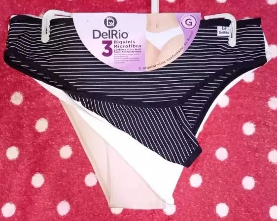 kit de 3 calcinhas DelRio Biquíni em microfibra estampas G - Foto 4